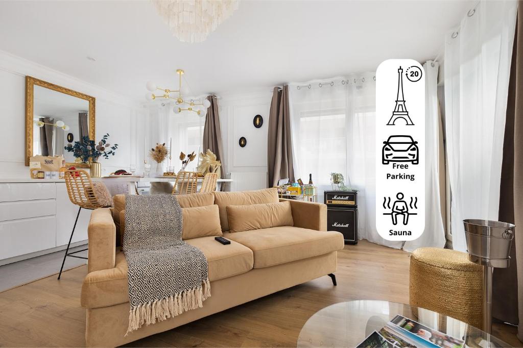 Et opholdsområde på Suite de Luxe à 10 min de Paris - Sauna, Cinéma