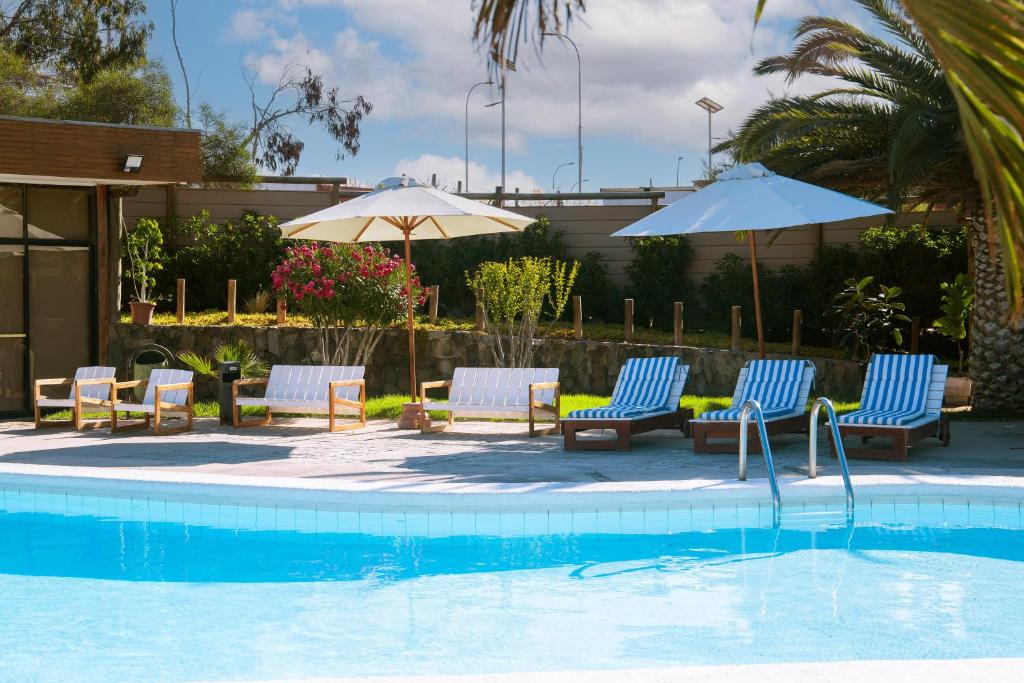 Bazén v ubytování Hotel y Cabañas Portal del Inca nebo v jeho okolí