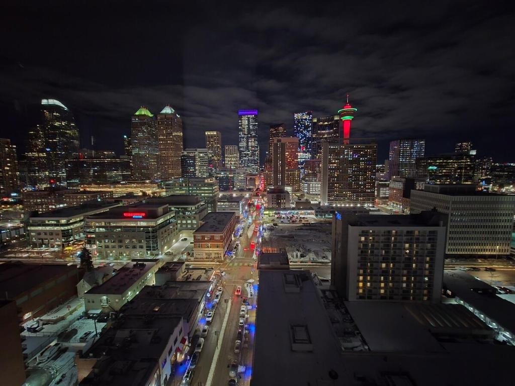 a view of a city at night with at Breath-Taking-View-5 Guest DTskyline 18th Floor in Calgary
