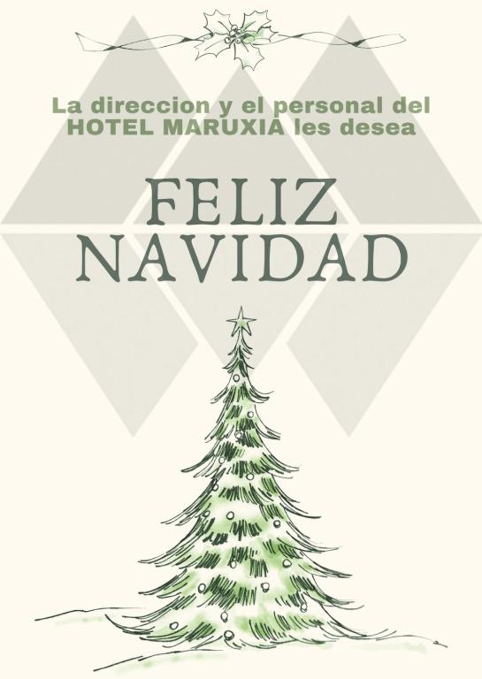 a christmas card with a christmas tree at Hotel Maruxia *** Superior in O Grove