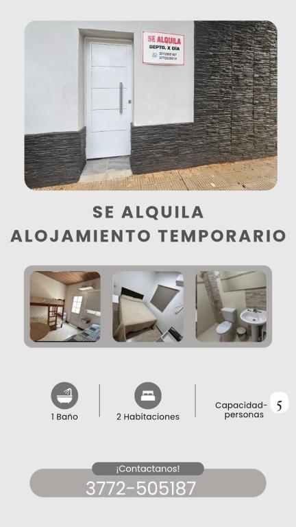 un collage di due foto di una stanza con porta di Las marias a Paso de los Libres