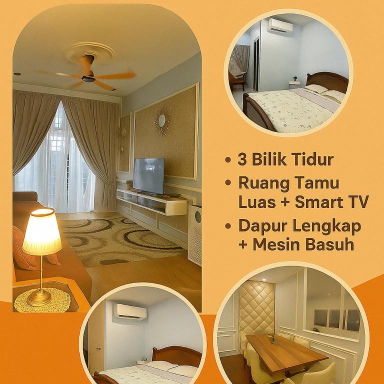 a collage of four pictures of a room at Roma Guesthouse Terrace With 3 Bedroom & Airconditioning in Shah Alam