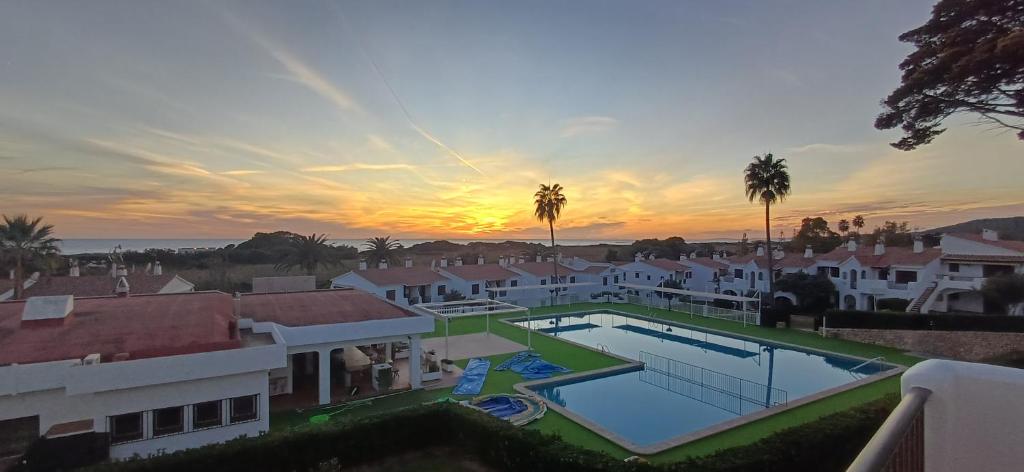 an aerial view of a house with a swimming pool at Casa NURA in Son Bou