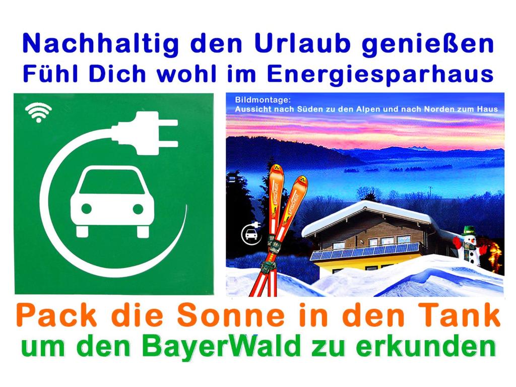 een flyer voor een parkeerplaats in de sneeuw bij BayerischerWald-Ferien-Blockhaus-Panoramablick-Grafenau Haus im Wald-Vogelthenne 19, fast Alleinlage-ILZtal-Blick nähe Rothauer, Saldenburger, Ebenreuther und Eginger See im Dreiburgenland, unweit der Stadt PASSAU an der Donau Inn und ILZ in Grafenau