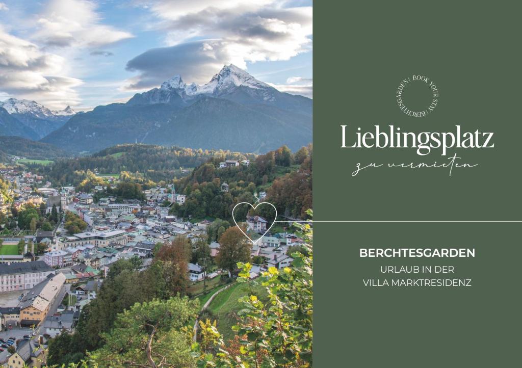 een collage met een foto van een stad en bergen bij Villa Marktresidenz - Ihre Ferienwohnungen im Herzen von Berchtesgaden in Berchtesgaden