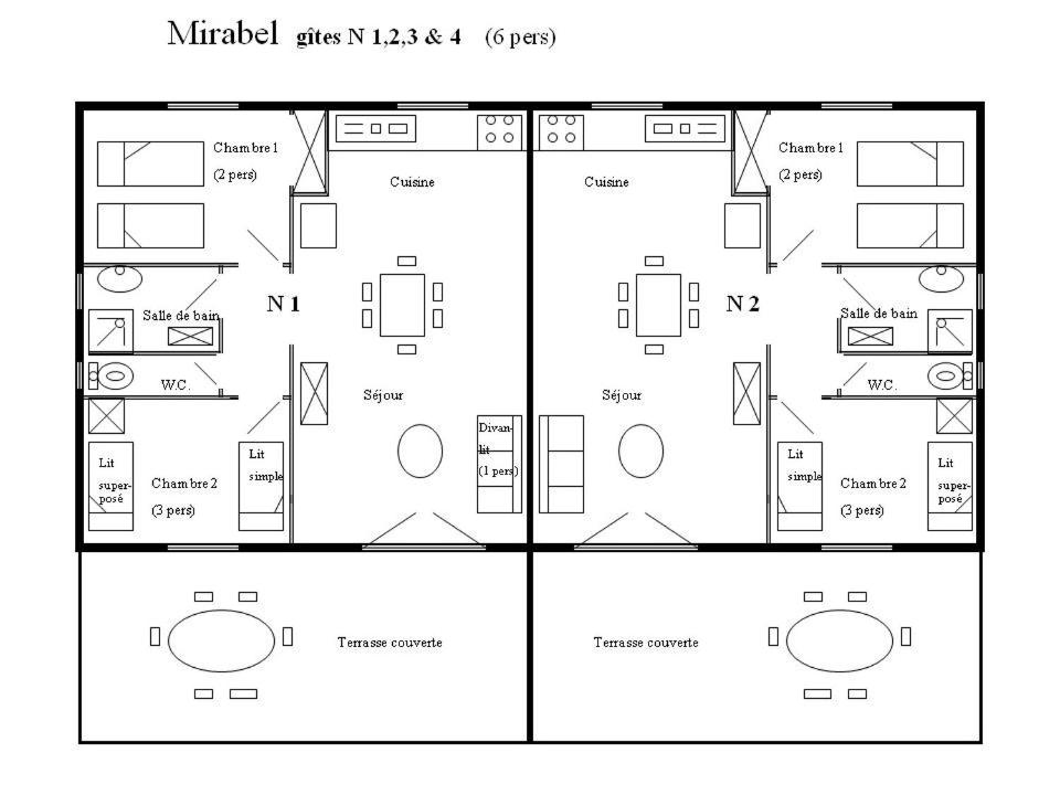 a plan of a floor plan of a house at Mirabel #3, Maisonette, terrace and pool access in Grospierres