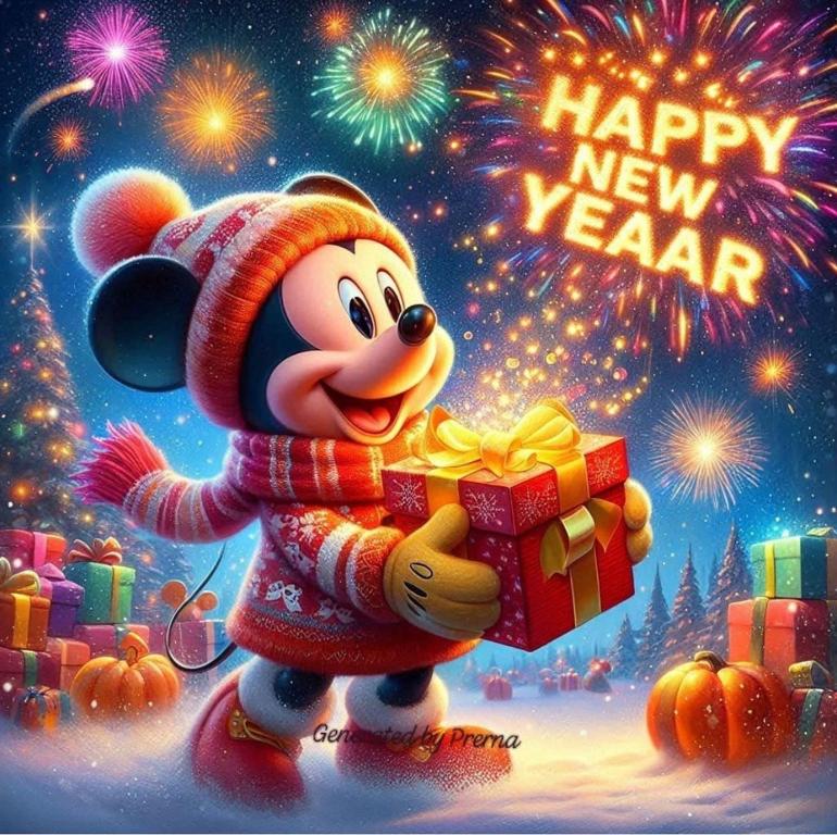 een afbeelding van Mickey Mouse die een kerstcadeau vasthoudt bij Amata Valgre Affittacamere, comfort e pulizia eccezionali!! in Olginate