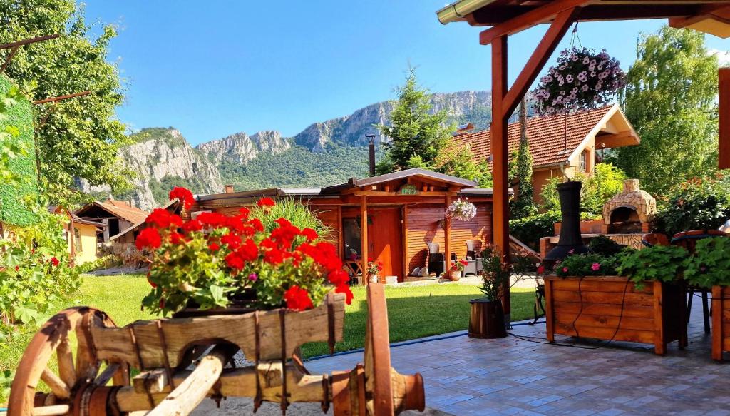 Nespecifikovaný výhled na hory nebo výhled na hory při pohledu z venkovského domu