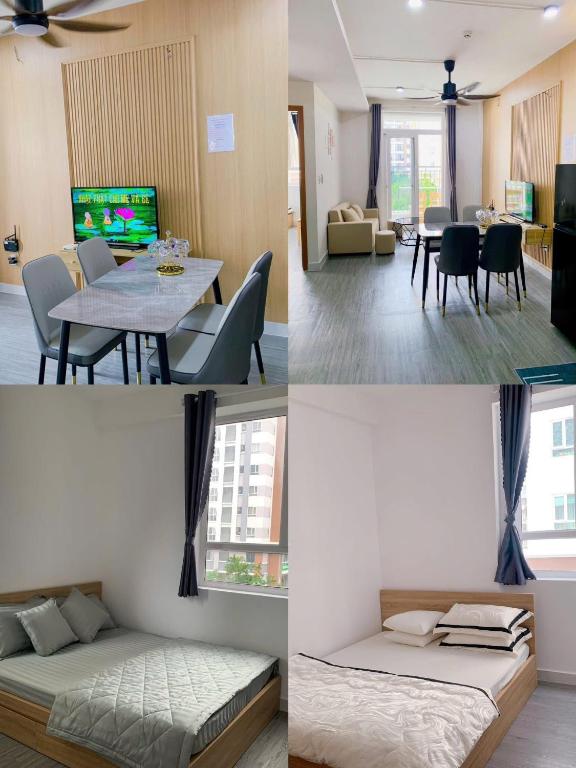 four images of a living room and a dining room at HomeDubai in Kinh Dinh