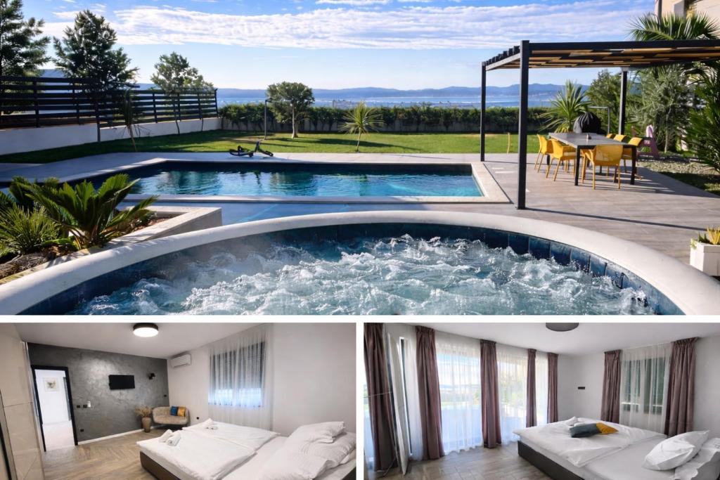 En eller flere senge i et værelse på Villa Luce Zadar