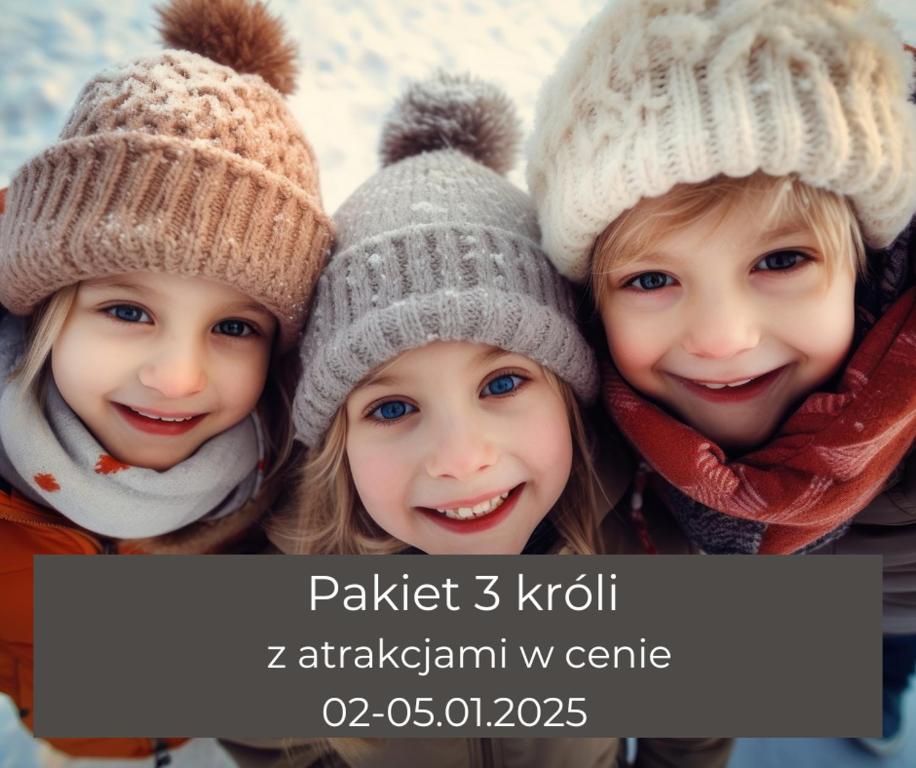 two young children wearing hats and scarves posing for a picture at Natural Hotel-Ostróda-basen na III kondygnacji-pokoje wellness z saunami in Ostróda