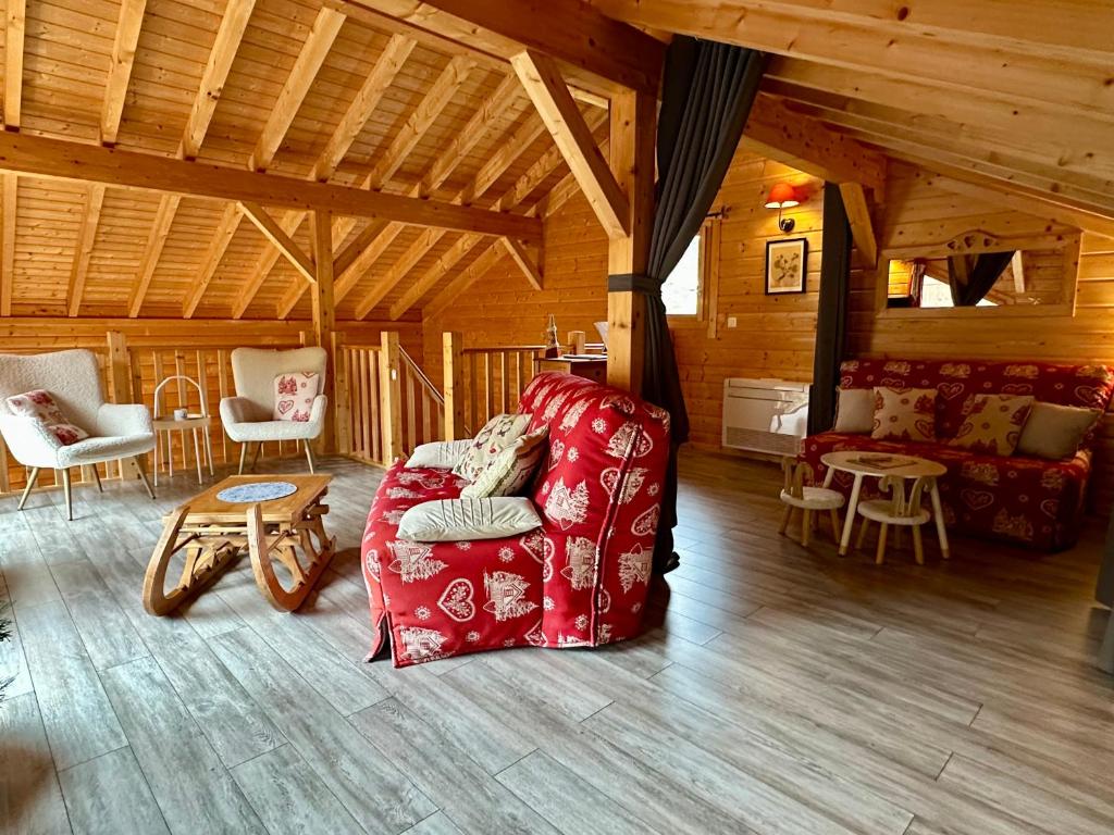 Posezení v ubytování L'Orpin Givré - Chalet Limoselle avec grande mezzanine