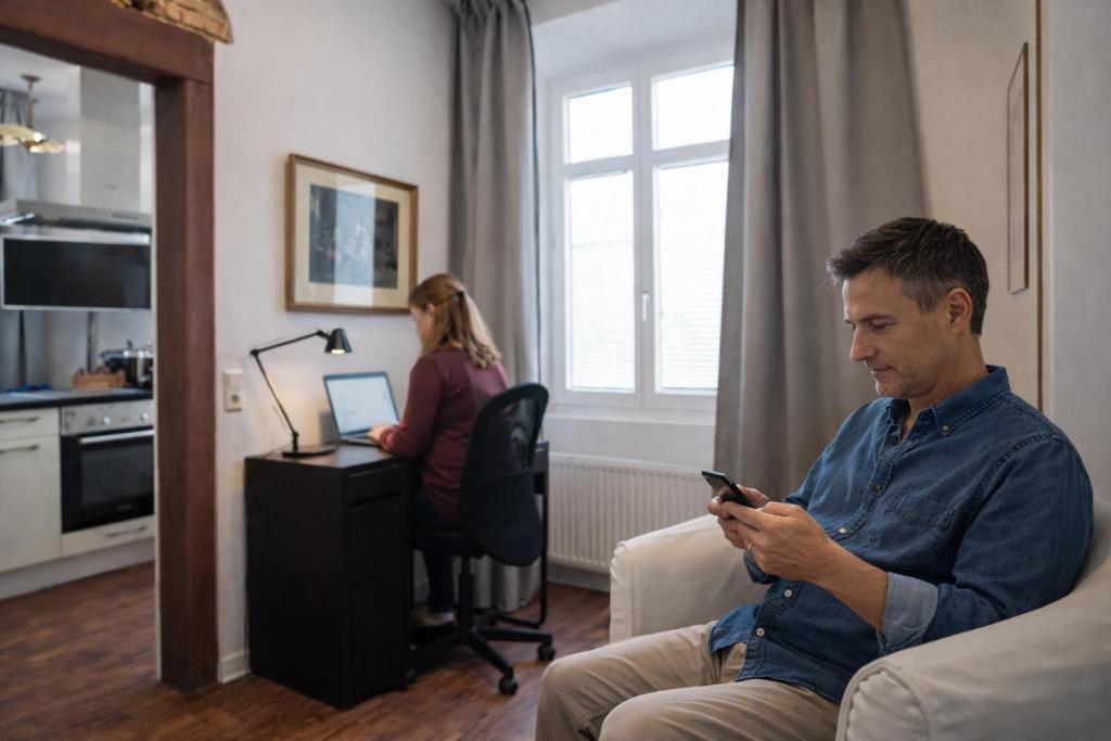 TV a/nebo společenská místnost v ubytování COLUMBUS - Raum für entspannte Aufenthalte nahe zur Schweiz