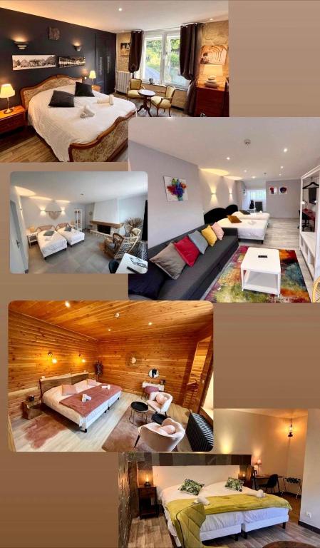 a collage of pictures of a hotel room at Le Clos Joli in Haybes