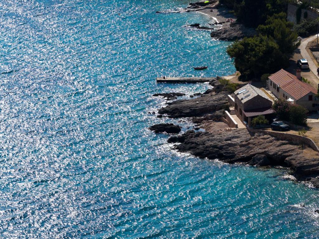 an aerial view of a large body of water at Bogić kuća in Zavala