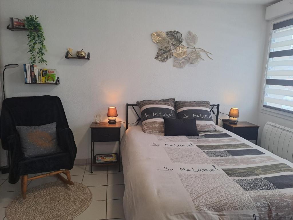 En eller flere senge i et værelse på Meublé 3 étoiles en centre-ville