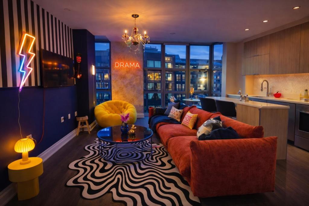 a living room with a couch and a table at The Casa - U Street in Washington, D.C.