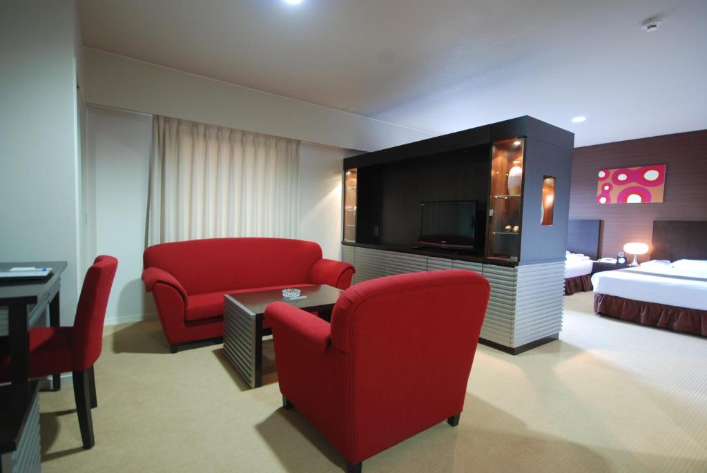 Posezení v ubytování Kokusai Hotel Yamaguchi