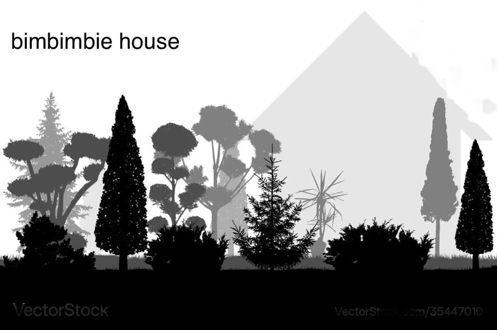 una foto in bianco e nero di un gruppo di alberi di Bimbimbie House Batemans Bay a Surf Beach