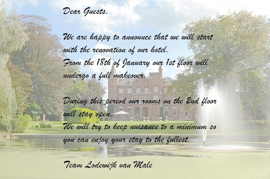 una poesia con l'immagine di uno stagno con un albero di Hotel Lodewijk Van Male a Bruges