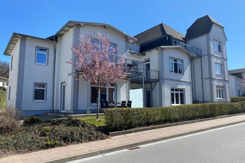 a large house on the side of a street at Villa Marin, Wohnung 04 in Zinnowitz
