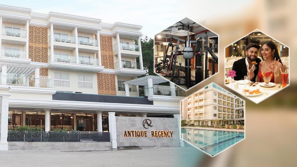 een collage van foto's van een appartementencomplex bij Antique Regency !! luxurious hotel in digha !! in Digha