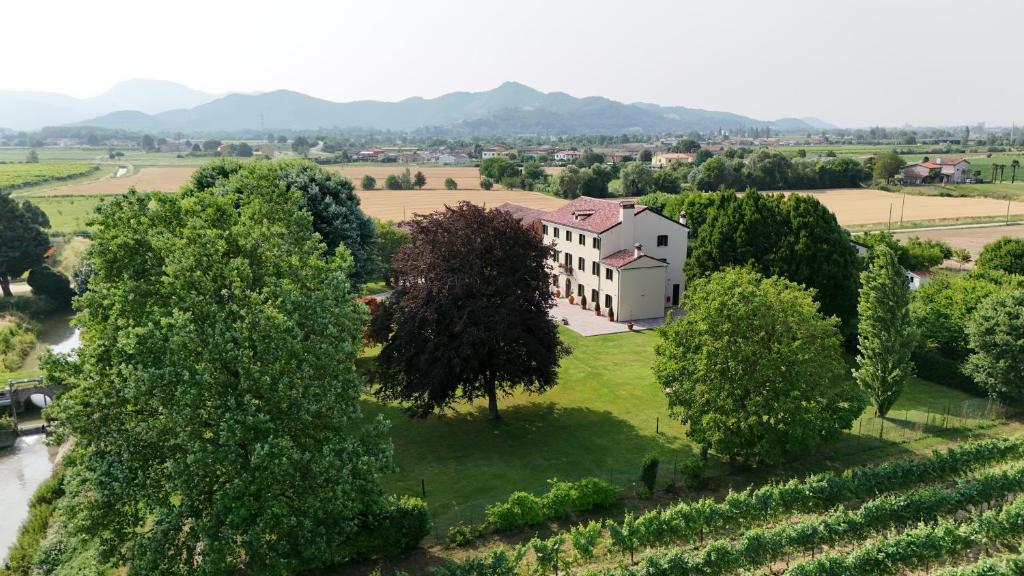 an aerial view of a house in a field with trees at Il Salice Country Luxury in Due Carrare