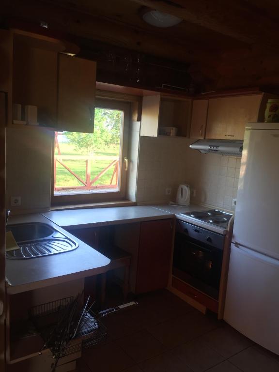 Kuchyň nebo kuchyňský kout v ubytování Guest house Pīlādzis