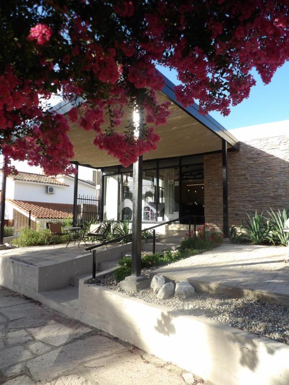 een gebouw met een boom ervoor bij Nova Hotel Boutique in Villa Carlos Paz