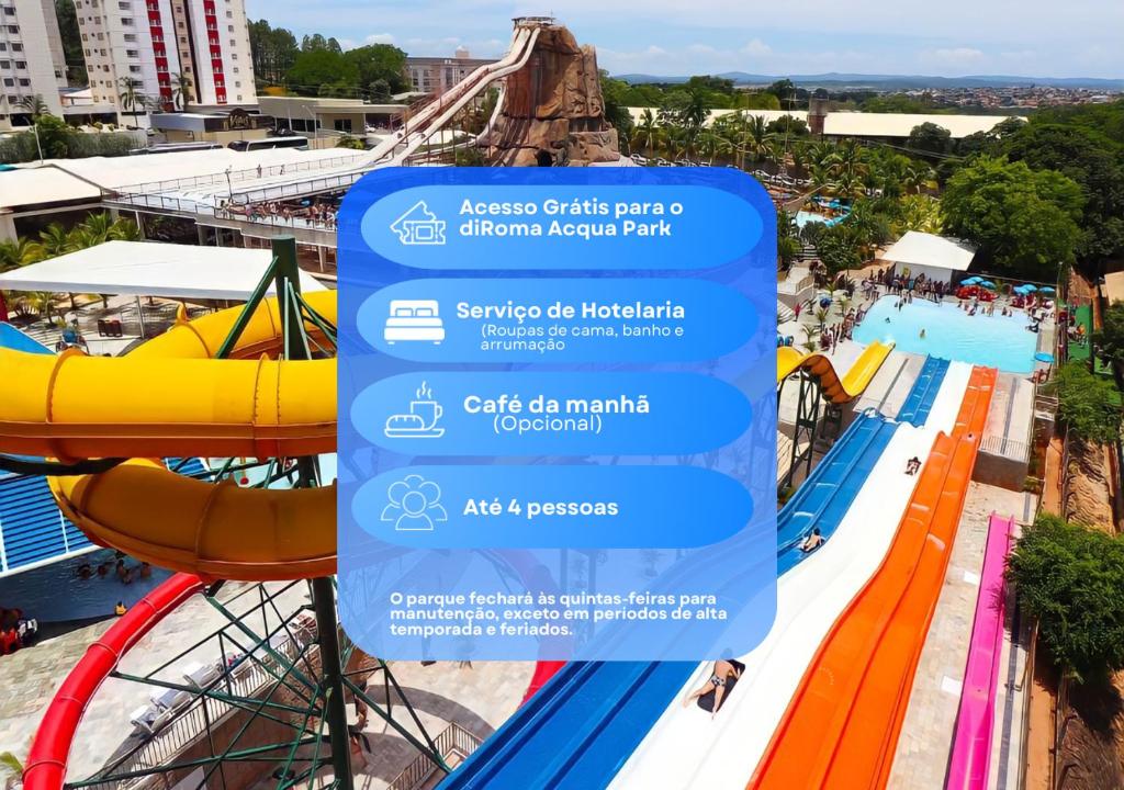 a flyer for a water park at Spazzio Diroma com acesso ao Acqua Park todos os dias in Caldas Novas