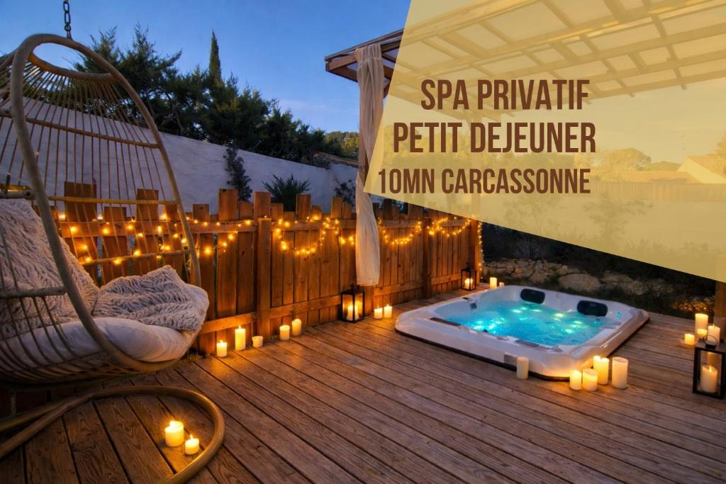 Les Gîtes de Laure - L'Eden Romantique, B&B, Spa privatif et Petit Déjeuner, Couloir de nage, 10mn Carcassonne - Housity