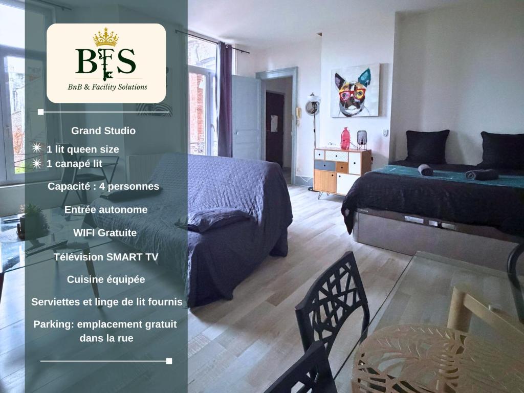 En eller flere senge i et værelse på Le Bien Venu