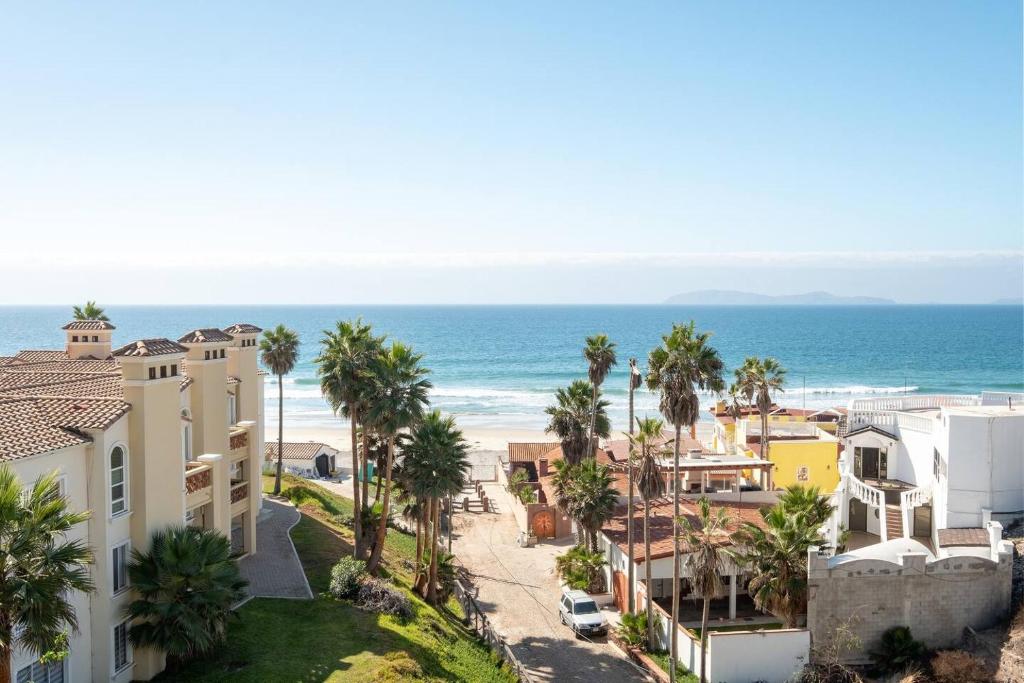 an aerial view of the beach and buildings at Playa Blanca Condo in Tijuana