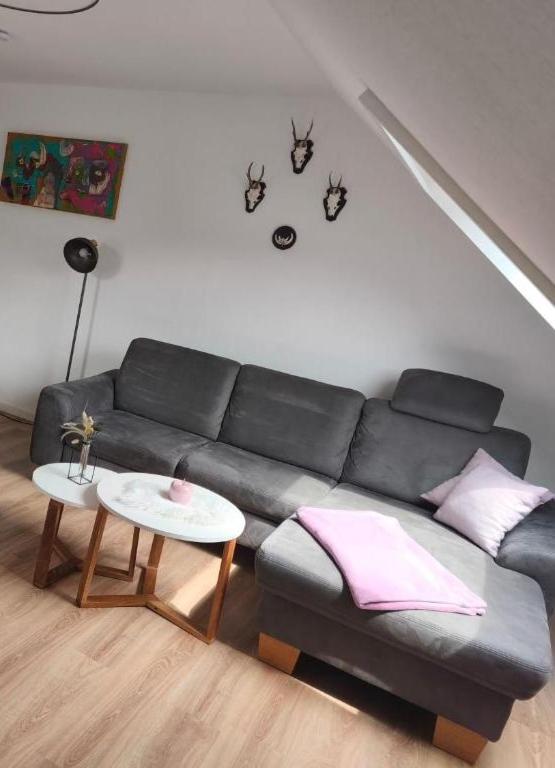 a living room with a couch and a table at Winterberg Centrum mit SSC Sommercard in Winterberg