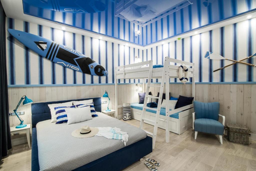 Posteľ alebo postele v izbe v ubytovaní Willa Błękit Hotel by Dorota Szelągowska