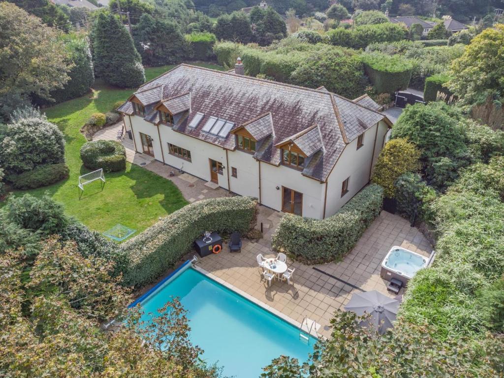 an aerial view of a house with a swimming pool at 7 Bed in Ashton oc-p00891 in Germoe