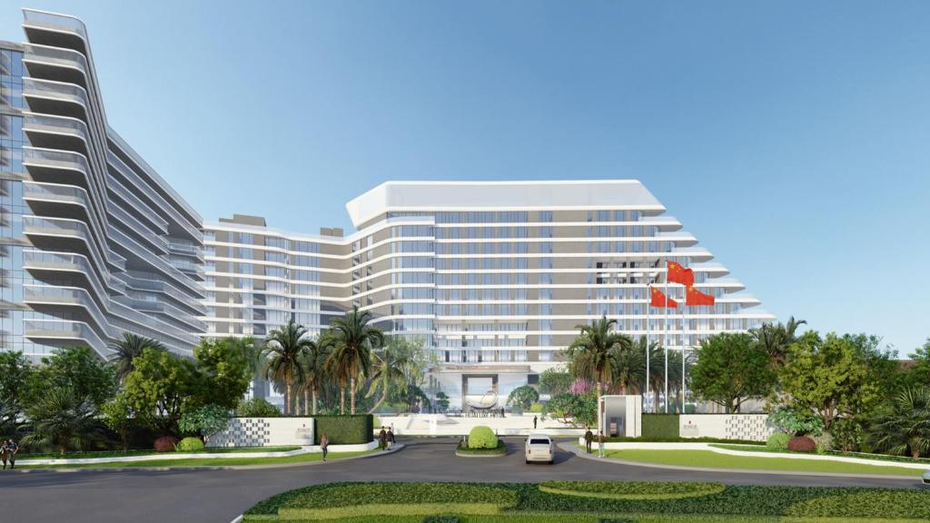 a rendering of a large white building at HUALUXE Beihai Silver Beach Resort by IHG in Beihai