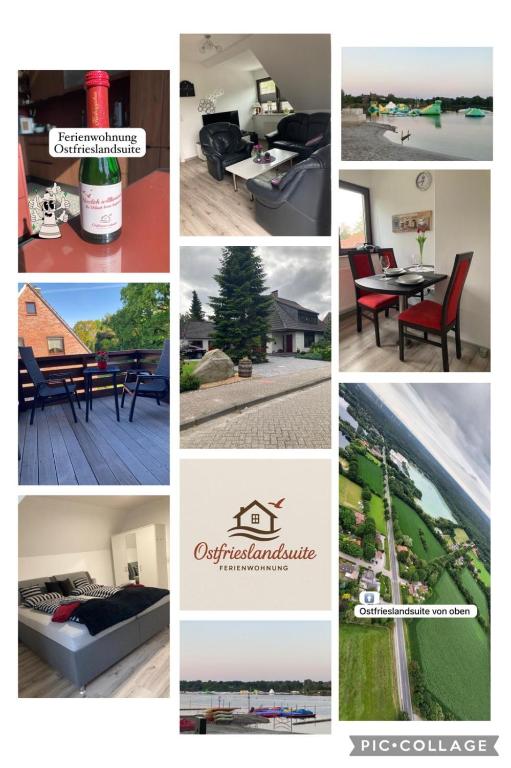 a collage of pictures of different types of furniture at Ostfrieslandsuite in Aurich