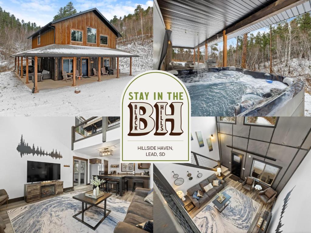 a collage of three pictures of a house at Hillside Haven in Lead