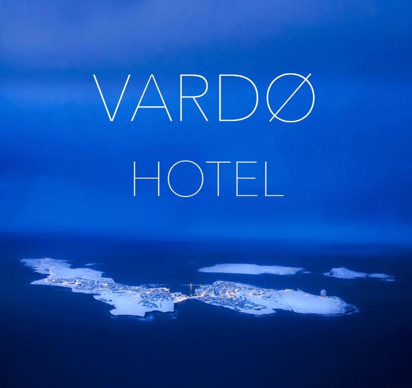 an island in the ocean with the words vardado hotel at Vardø Hotel by Destination Vardø in Vardø