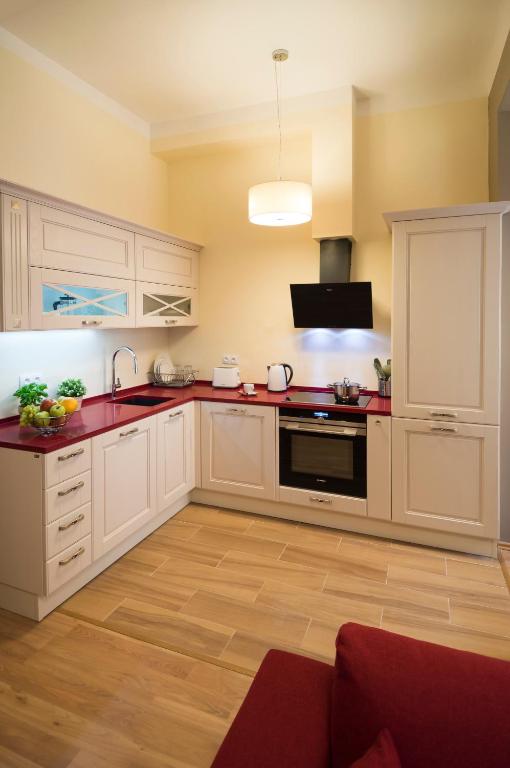 Kuchyň nebo kuchyňský kout v ubytování Apartment Za Poricskou branou