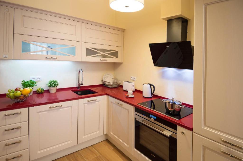 Kuchyň nebo kuchyňský kout v ubytování Apartment Za Poricskou branou