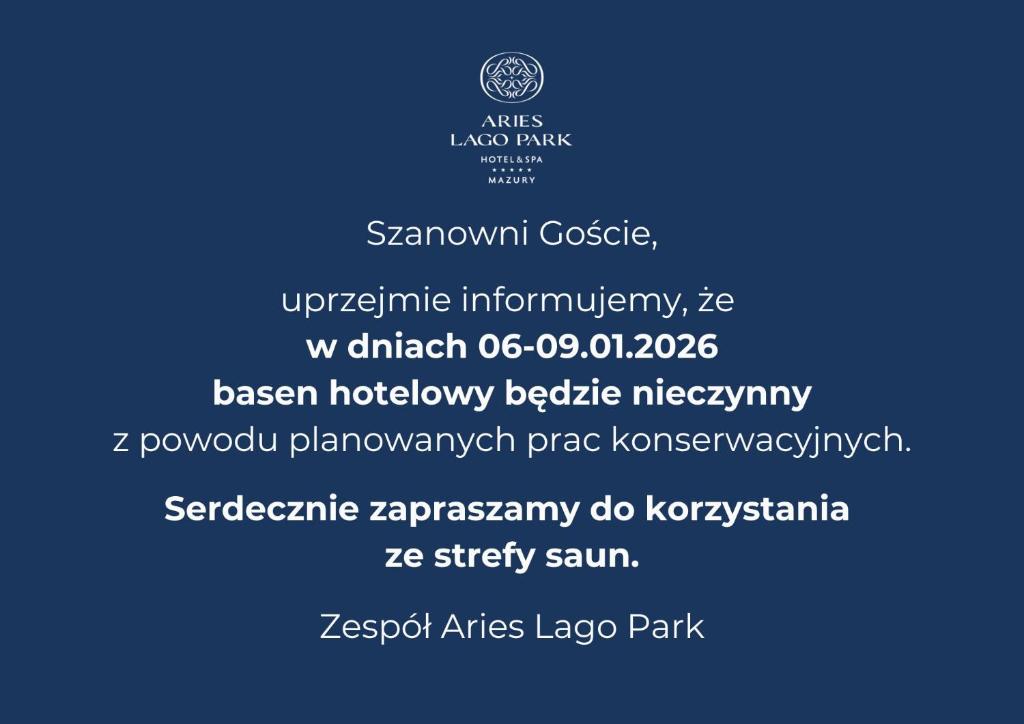 a flyer for a concert with a blue background at Aries Lago Park Hotel & SPA, Mazury in Olsztynek