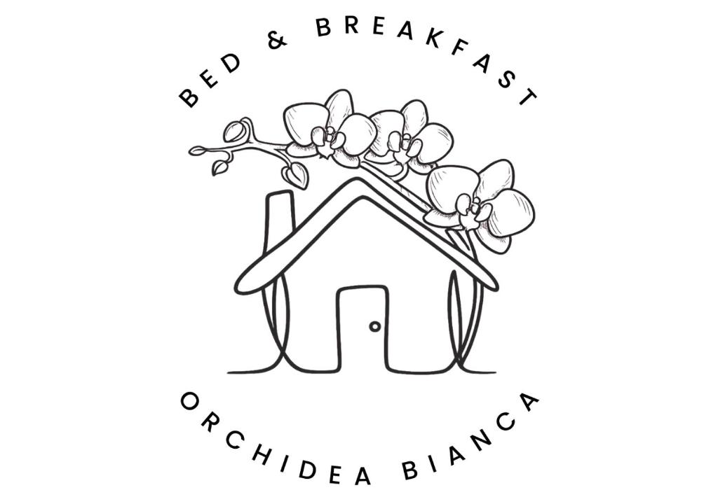 a sketch of a bird house with flowers and a branch at B&B Orchidea Bianca in Gattico