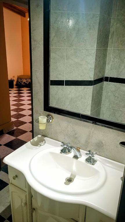 a bathroom with a white sink and a mirror at Buon Riposo in Córdoba