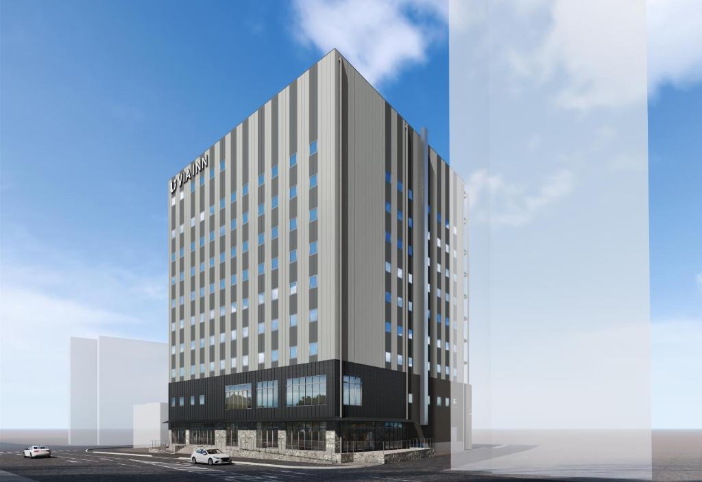 a rendering of a tall building with a parking lot at Via Inn Prime Kumamoto in Kumamoto