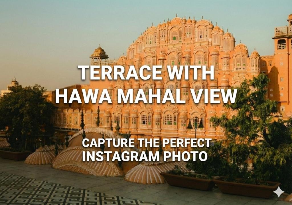 an image of a large building with the text heritage with hawkamal view capture at Jai Kutir Homestay - Hawa Mahal View in Jaipur