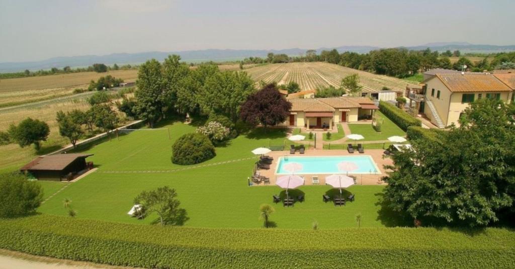 an aerial view of a estate with a swimming pool at Oasi di Agilla in Panicarola