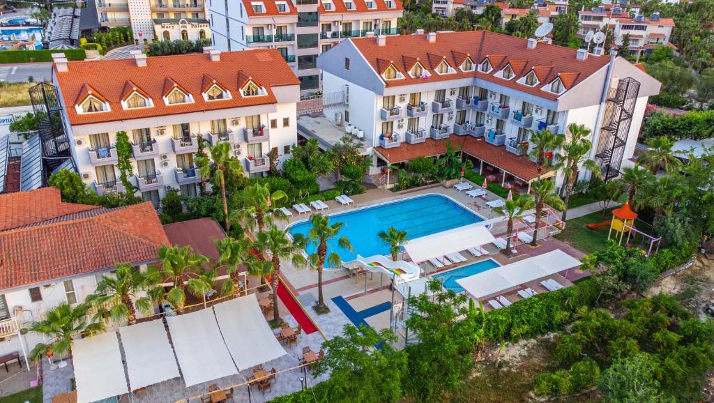 an aerial view of a resort with a swimming pool at Silver Hotel in Side