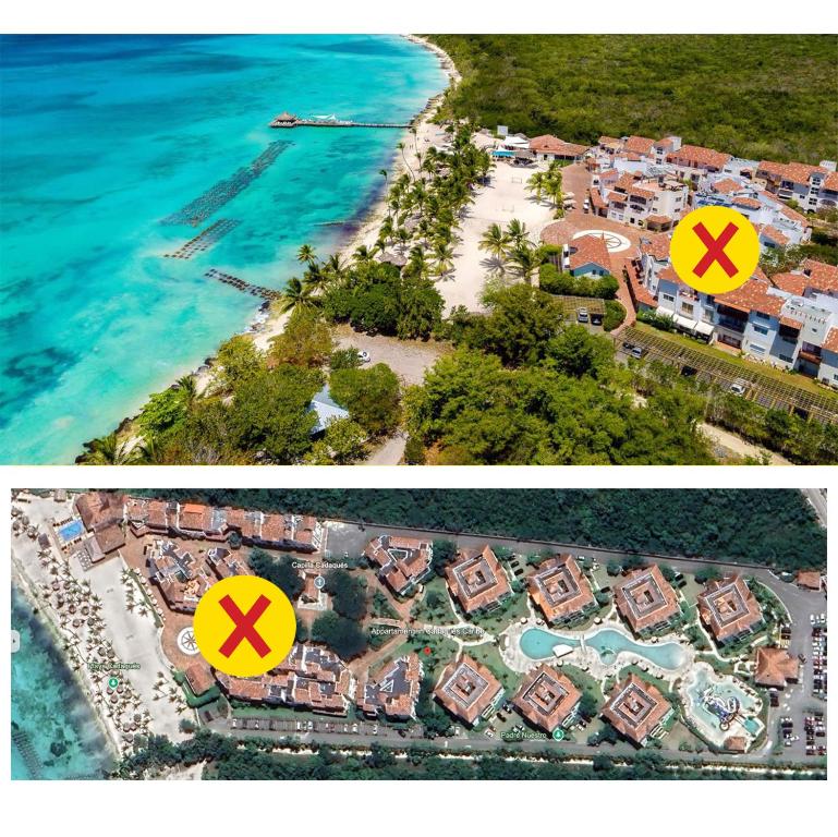 an aerial view of a resort on the beach at 2BR 2BA Beachfront With View 62 in Bayahibe
